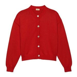 DONNI. Red Button-Up Cardigan